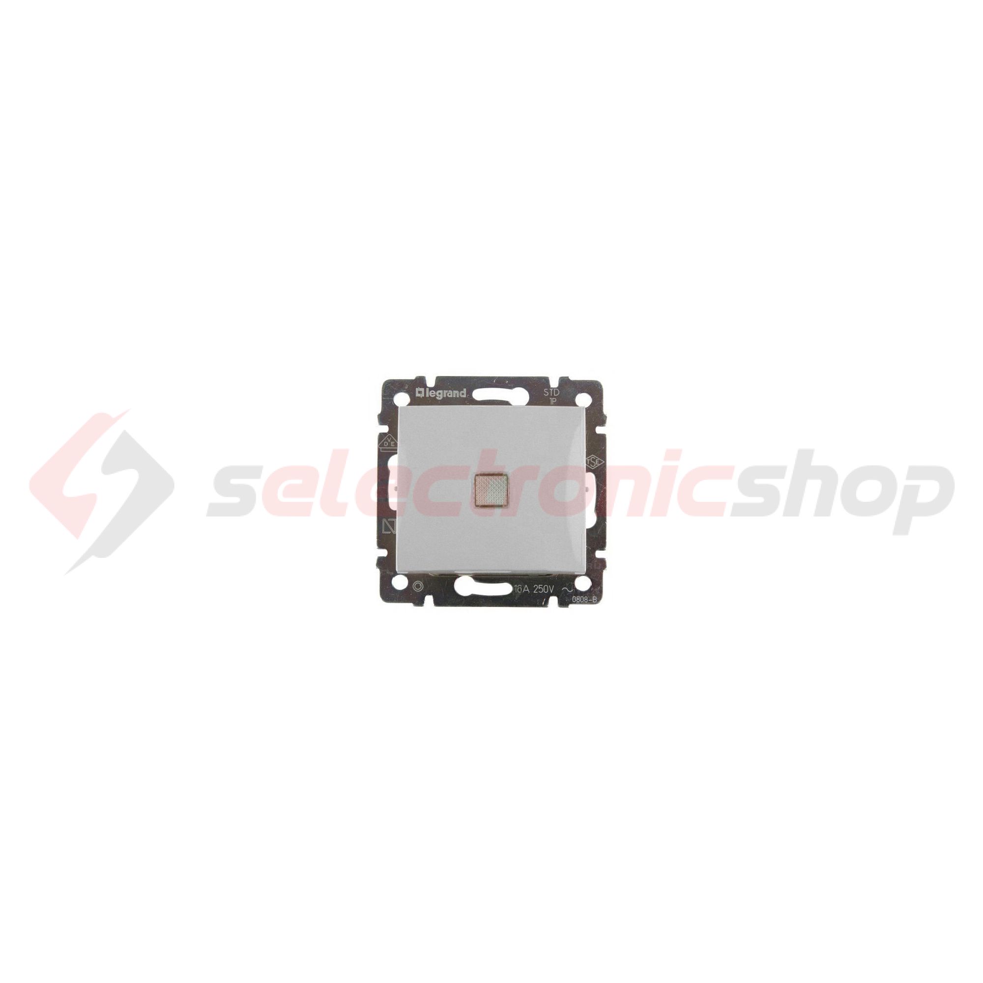 Valena 106 váltókapcsoló +jelzőfény betét közp. fedéllel alumínium süllyesztett IP31 1- LEGRAND - 770203