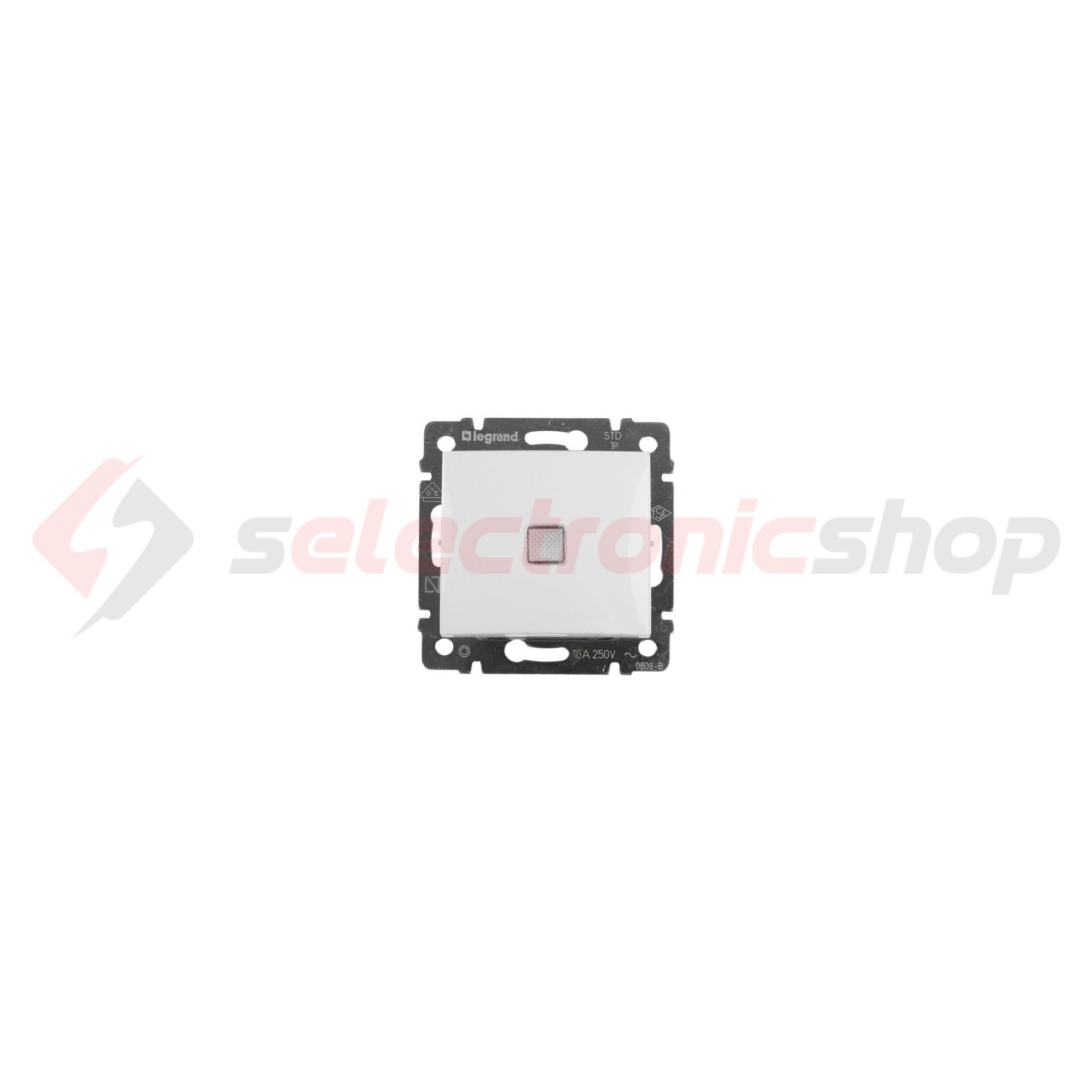 Valena 106 váltókapcsoló +jelzőfény betét közp. fedéllel fehér süllyesztett IP31 1- LEGRAND - 774203