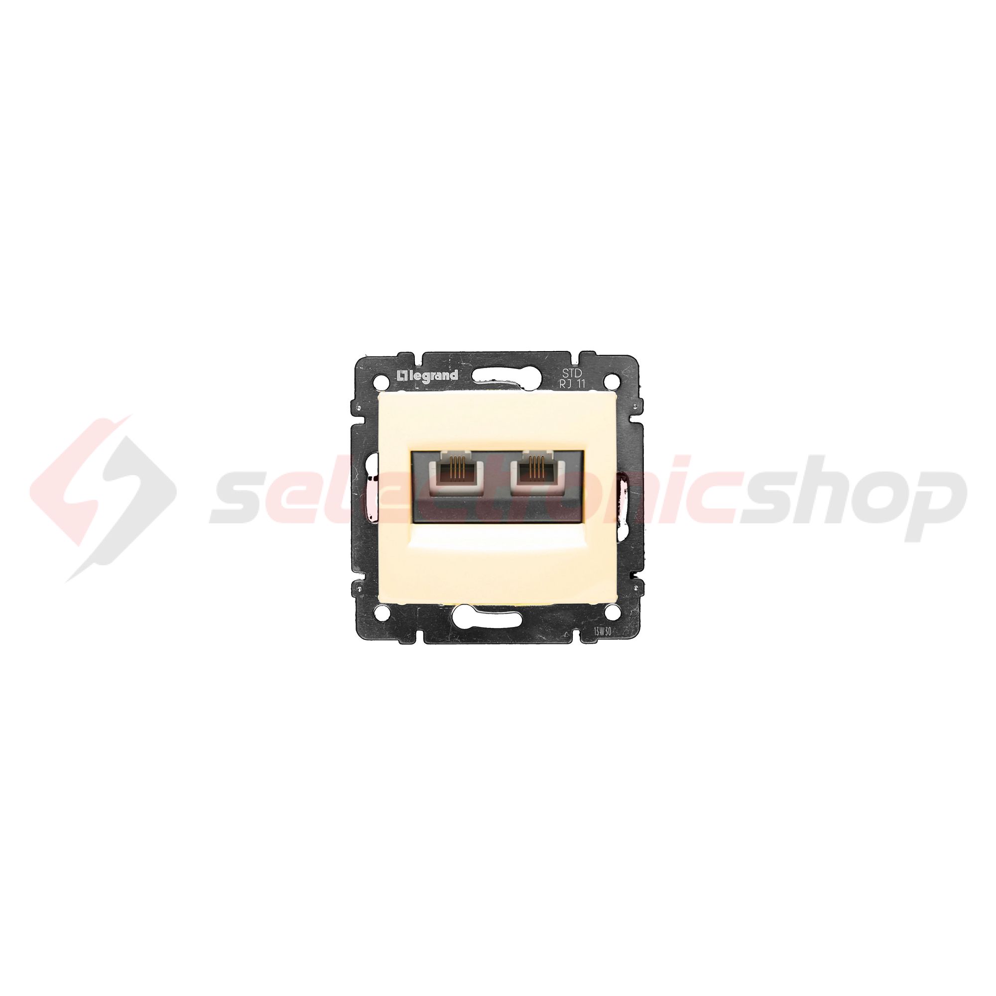 Valena telefon csatlakozó betét közp. fedéllel 2xRJ11 műanyag elefántcsont LEGRAND - 774339