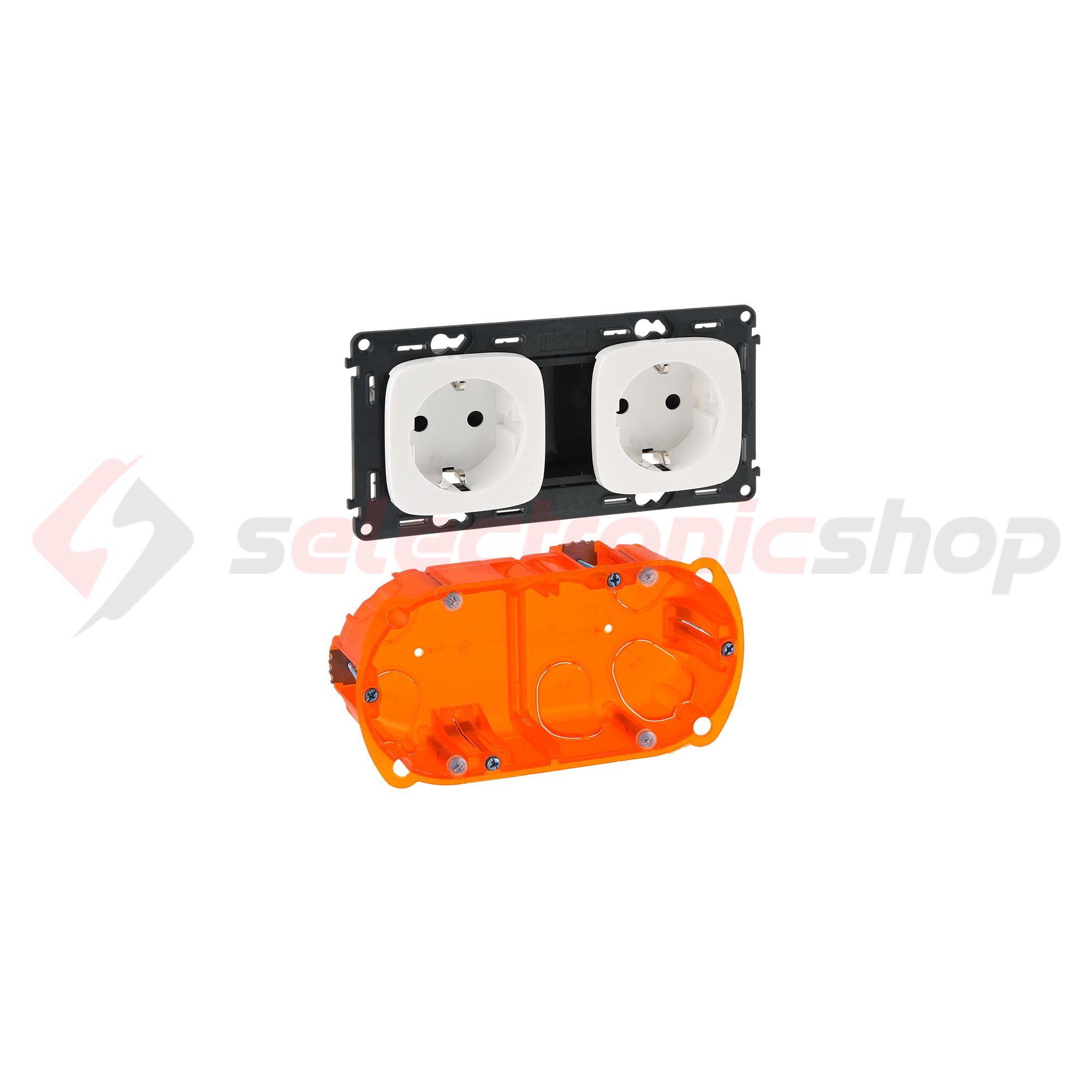 ValenaAllure 162/2 dugalj földelt központi fedlap gyerekzárral fehér IP20 süllyesztett LEGRAND - 754905