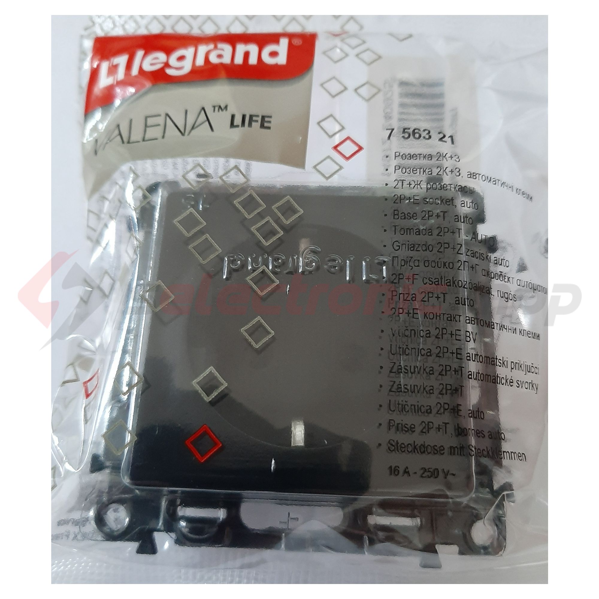 ValenaLife 162 dugalj földelt központi fedlap gyerekzárral fekete IP20 süllyesztett LEGRAND - 756321