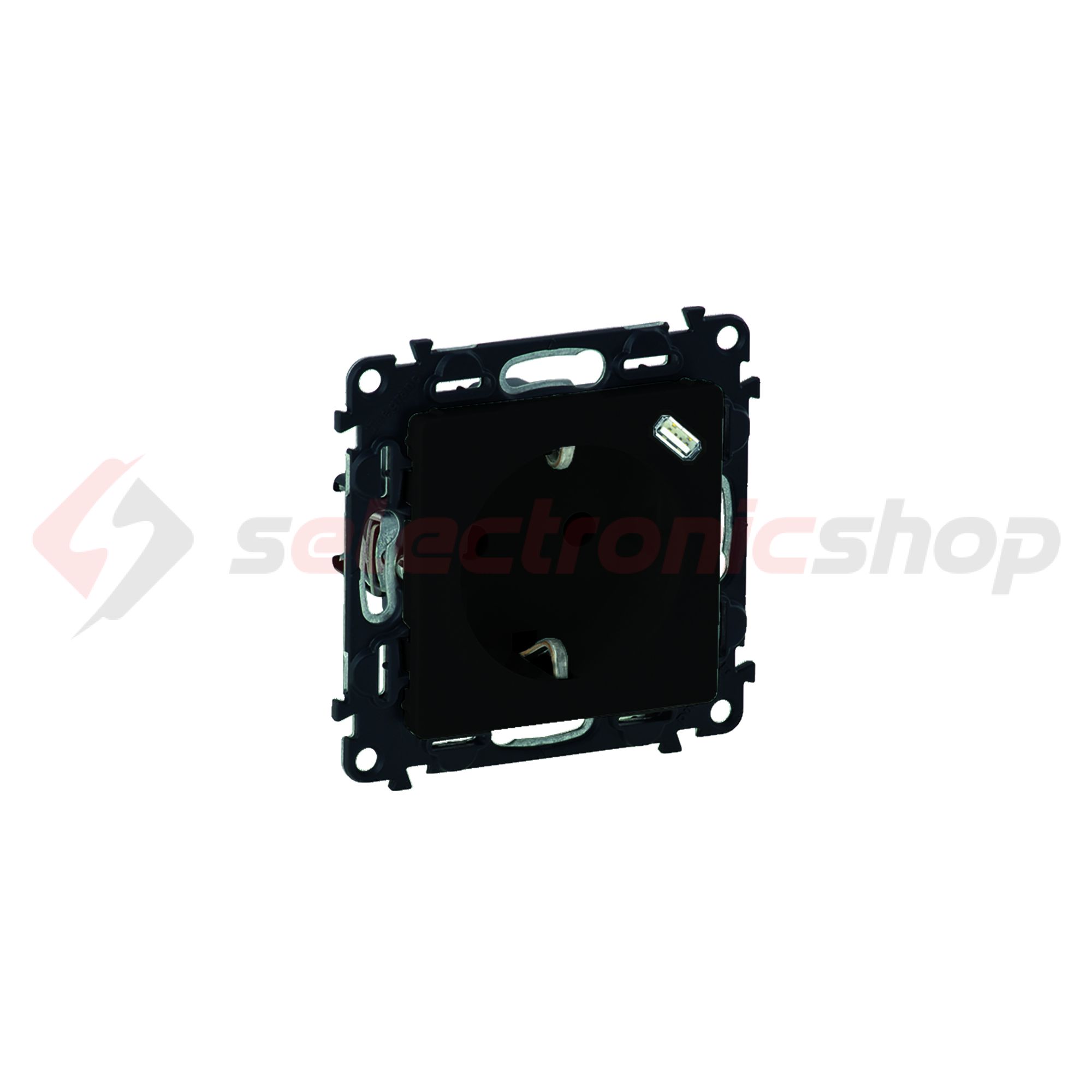 ValenaLife 162 dugalj +USB-C földelt gyerekzárral fekete IP40 süllyesztett rugós LEGRAND - 756335