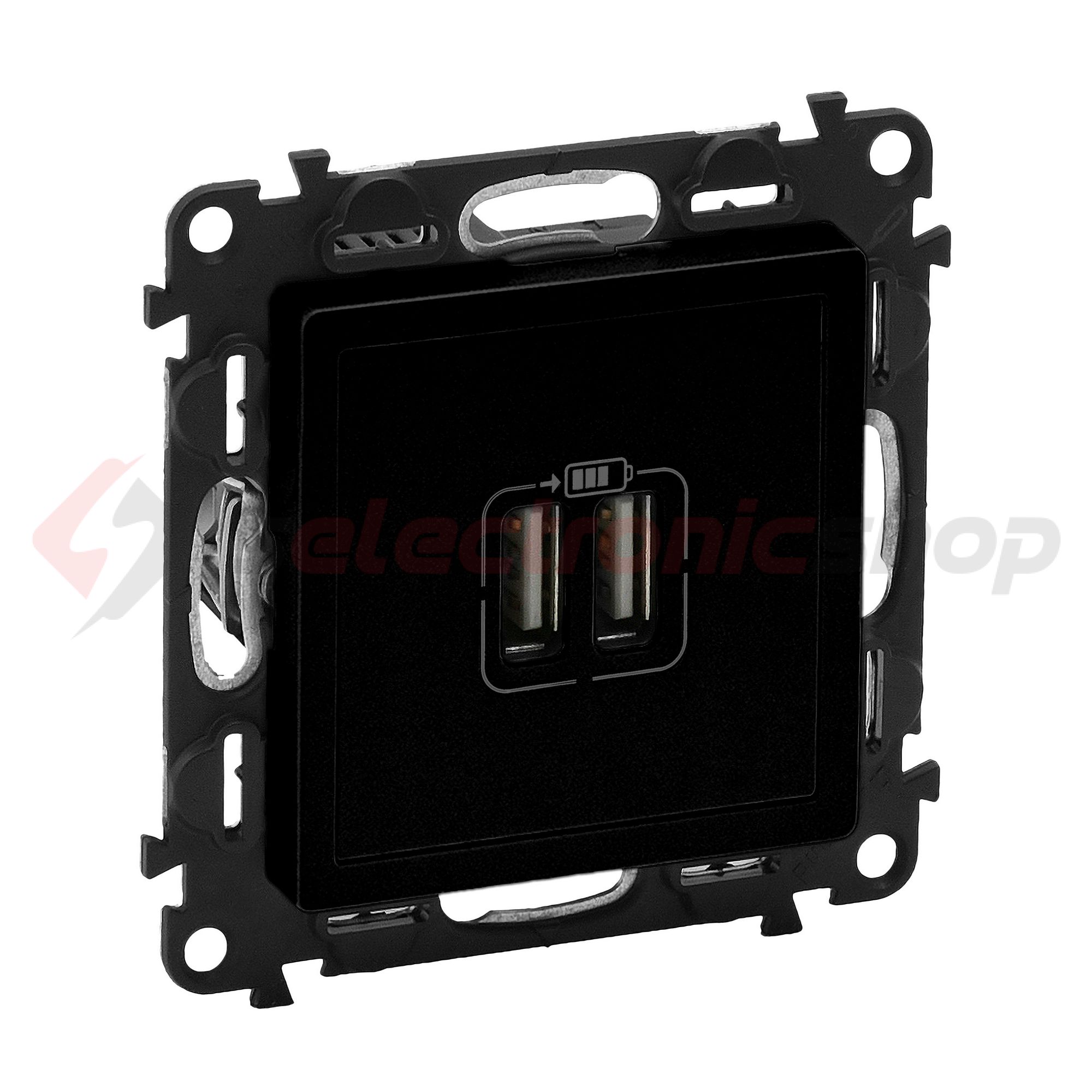 ValenaLife USB töltőaljzat A+A 2/ki 3000mA-max. 5V süllyesztett fekete LEGRAND - 756312