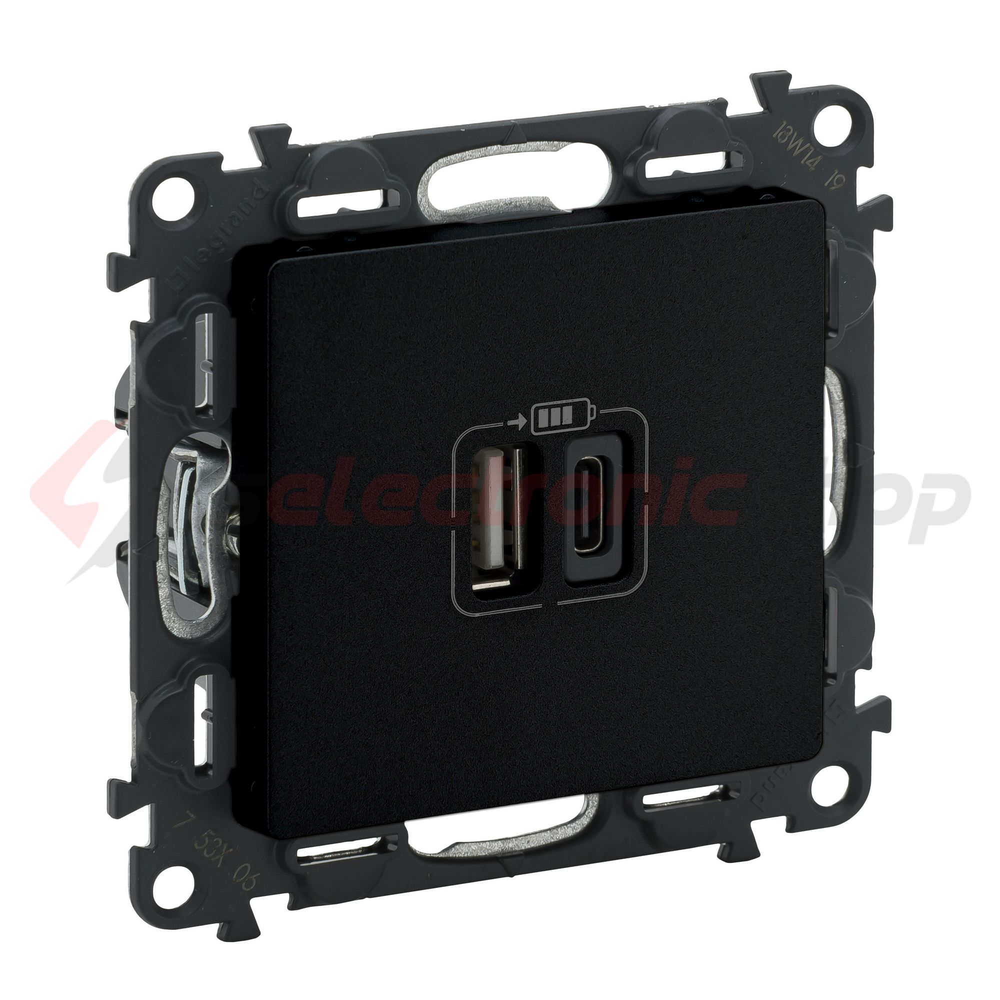 ValenaLife USB töltőaljzat A+C 2/ki 3000mA-max. 5V süllyesztett fekete LEGRAND - 756306