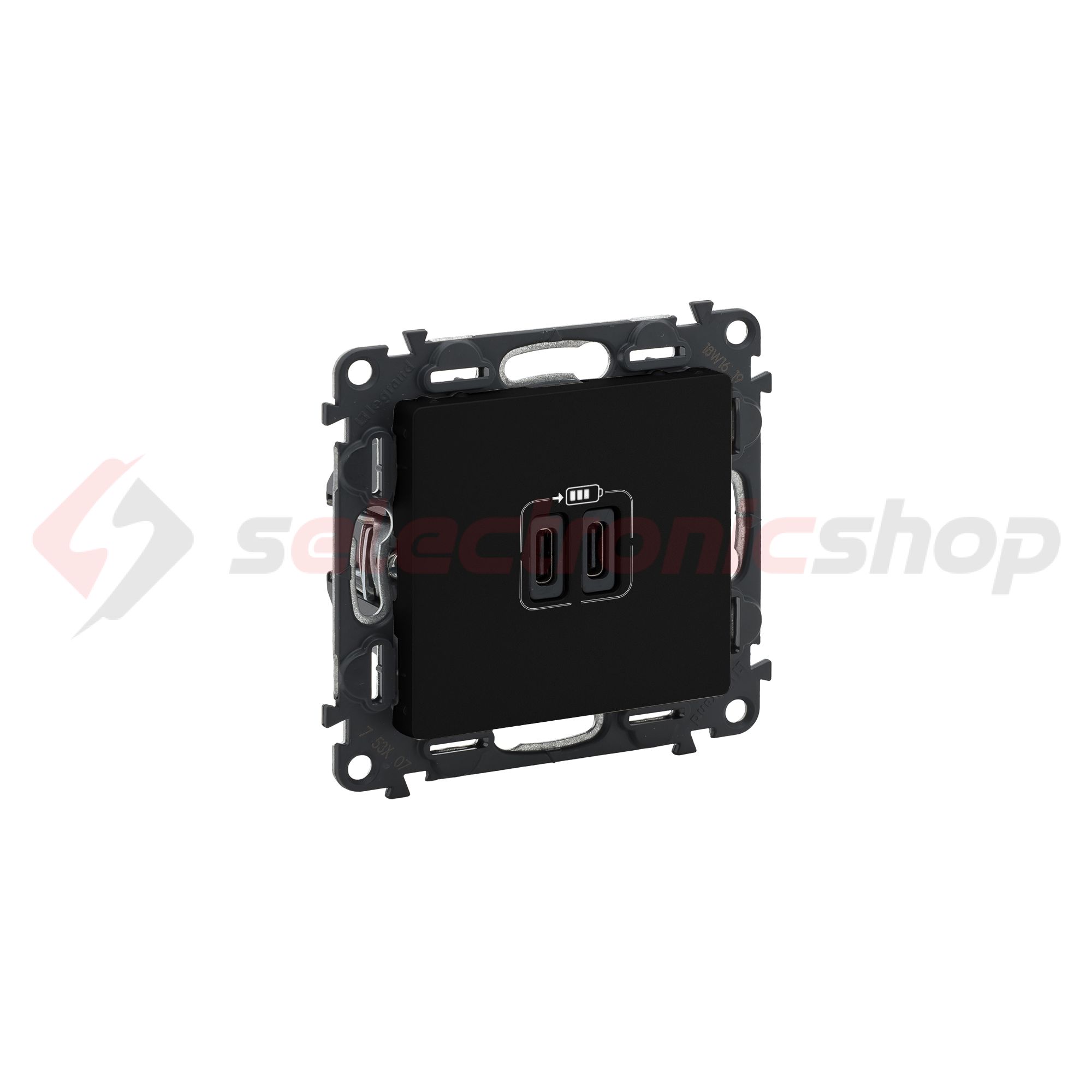 ValenaLife USB töltőaljzat C+C 2/ki 3000mA-max. 5V süllyesztett fekete LEGRAND - 756307