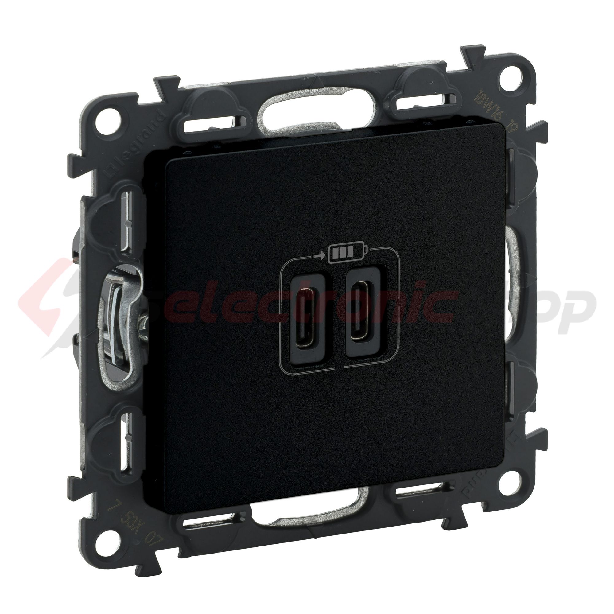 ValenaLife USB töltőaljzat C+C 2/ki 3000mA-max. 5V süllyesztett fekete LEGRAND - 756307