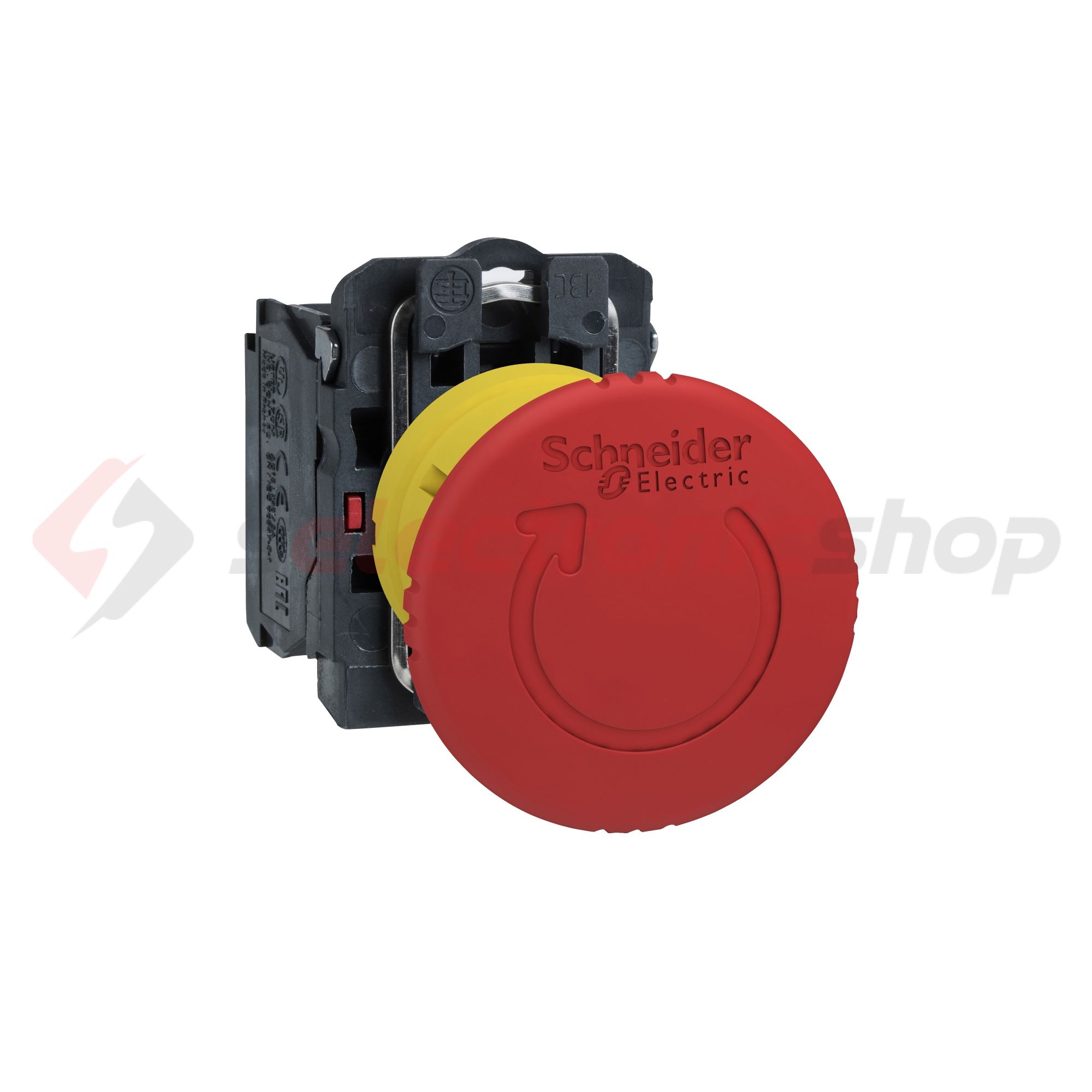 Vészgomba-nyomó komplett d22 1ny süllyesztett 40mm-fej fordító nyugtázás Harmony XB5 Schneider - XB5AS8442