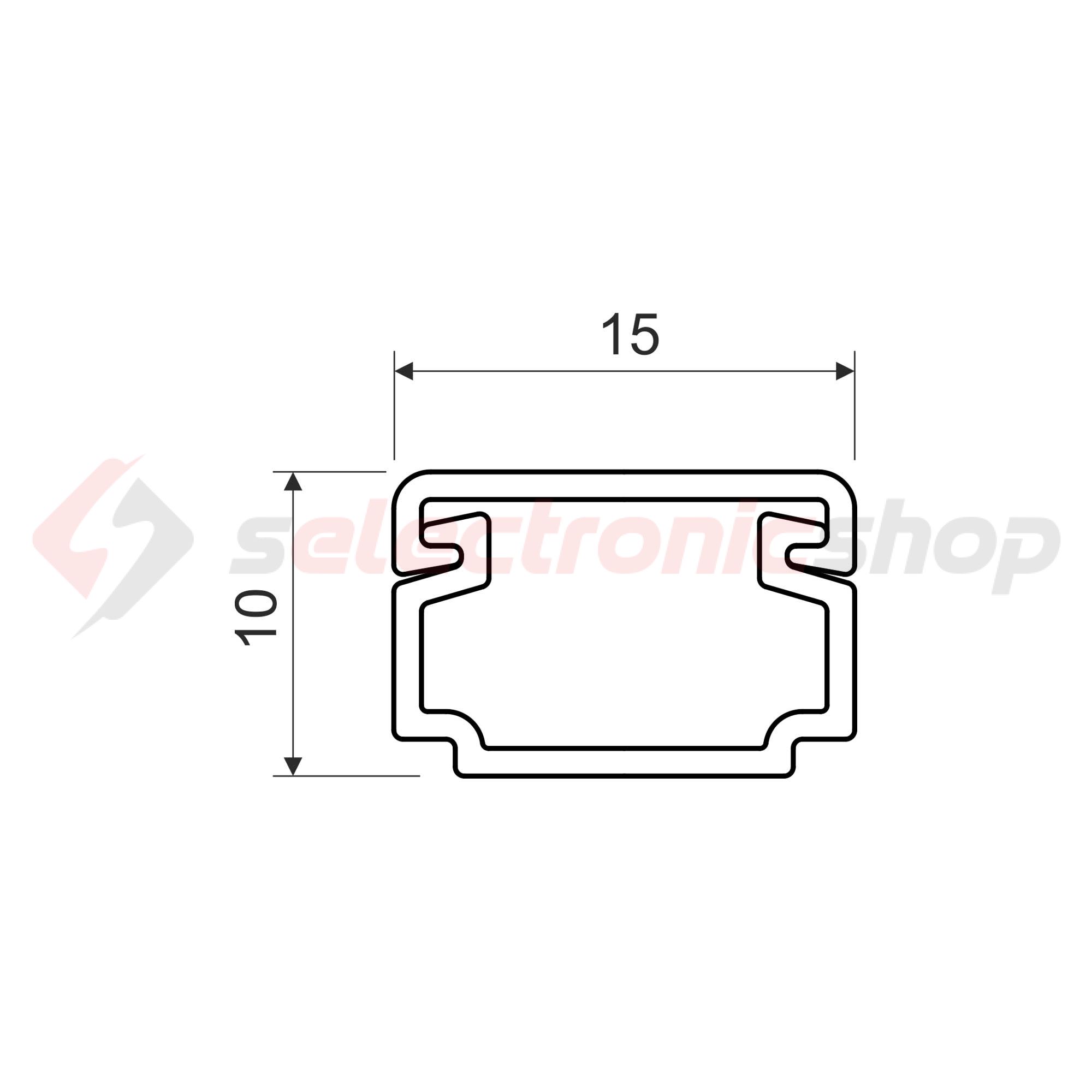 Vezetékcsatorna műanyag 15mm x 10mm x 2000mm fehér kezeletlen LH KOPOS - LH 15X10_HD