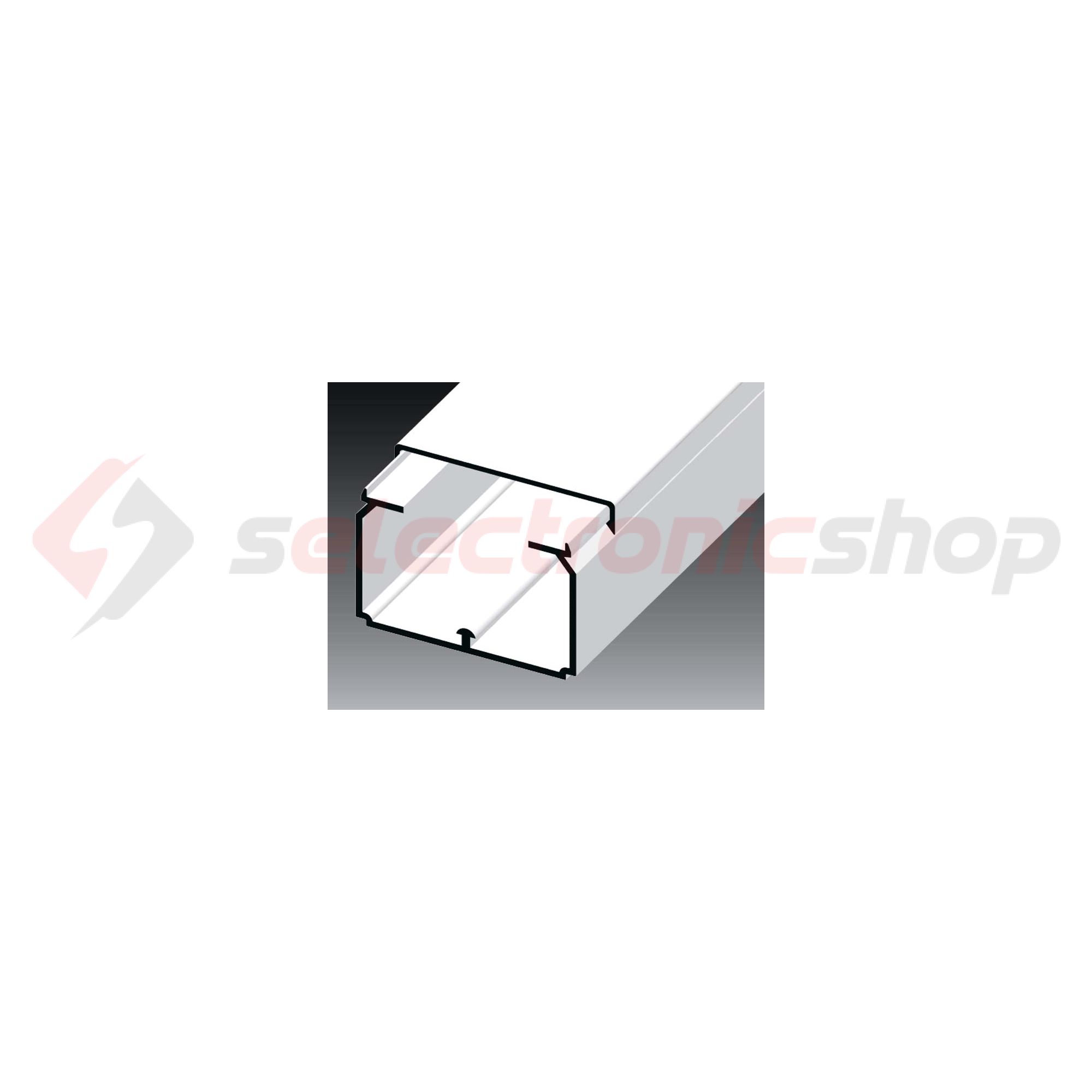 Vezetékcsatorna műanyag 60mm x 40mm x 2000mm fehér kezeletlen LH KOPOS - LH 60X40_HD