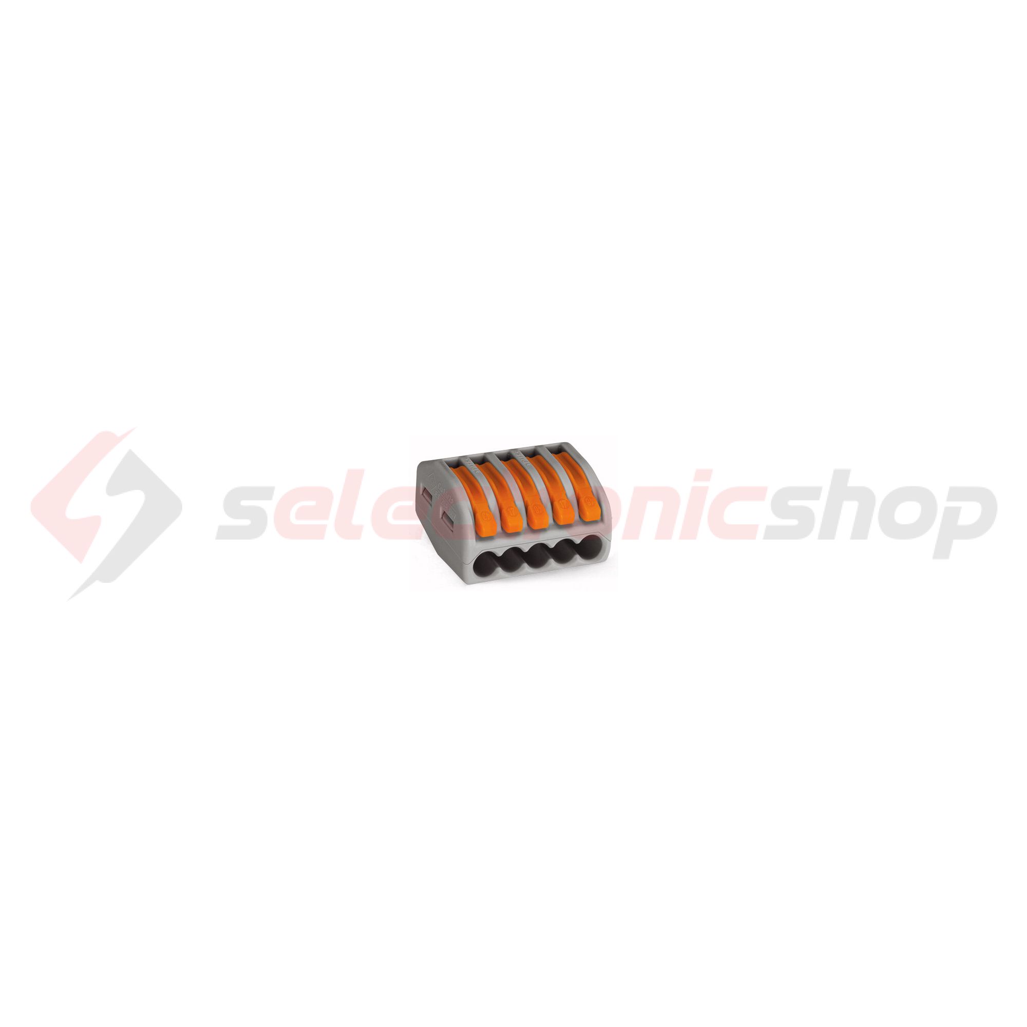 Vezetékösszekötő oldható 32A/400V leágazás 5x 0.8-4mm2 szürke WAGO - 222-415