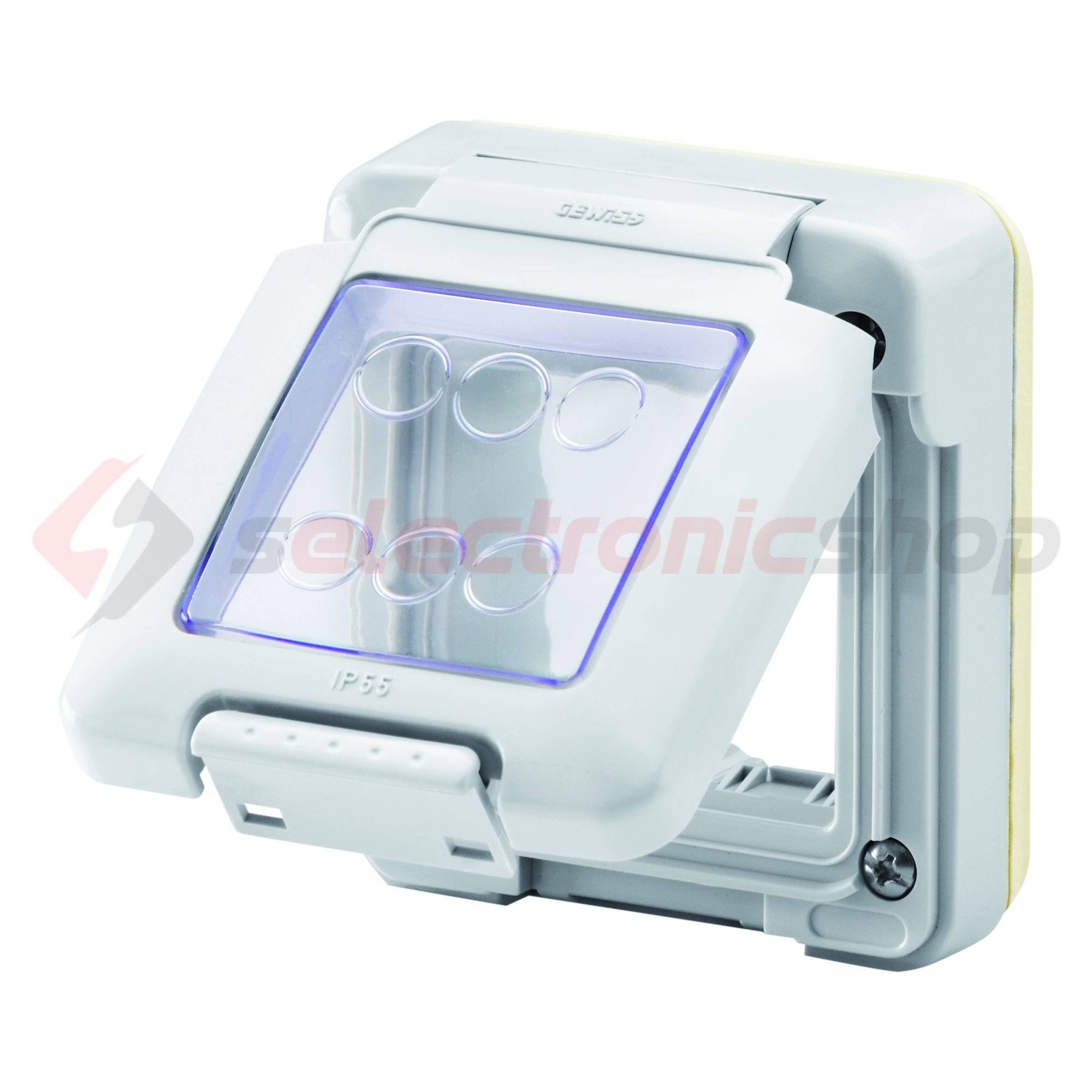 Vízmentes csapófedél 2modul vízszintes műanyag szürke lakkozott fényes 27Combi GEWISS - GW27401