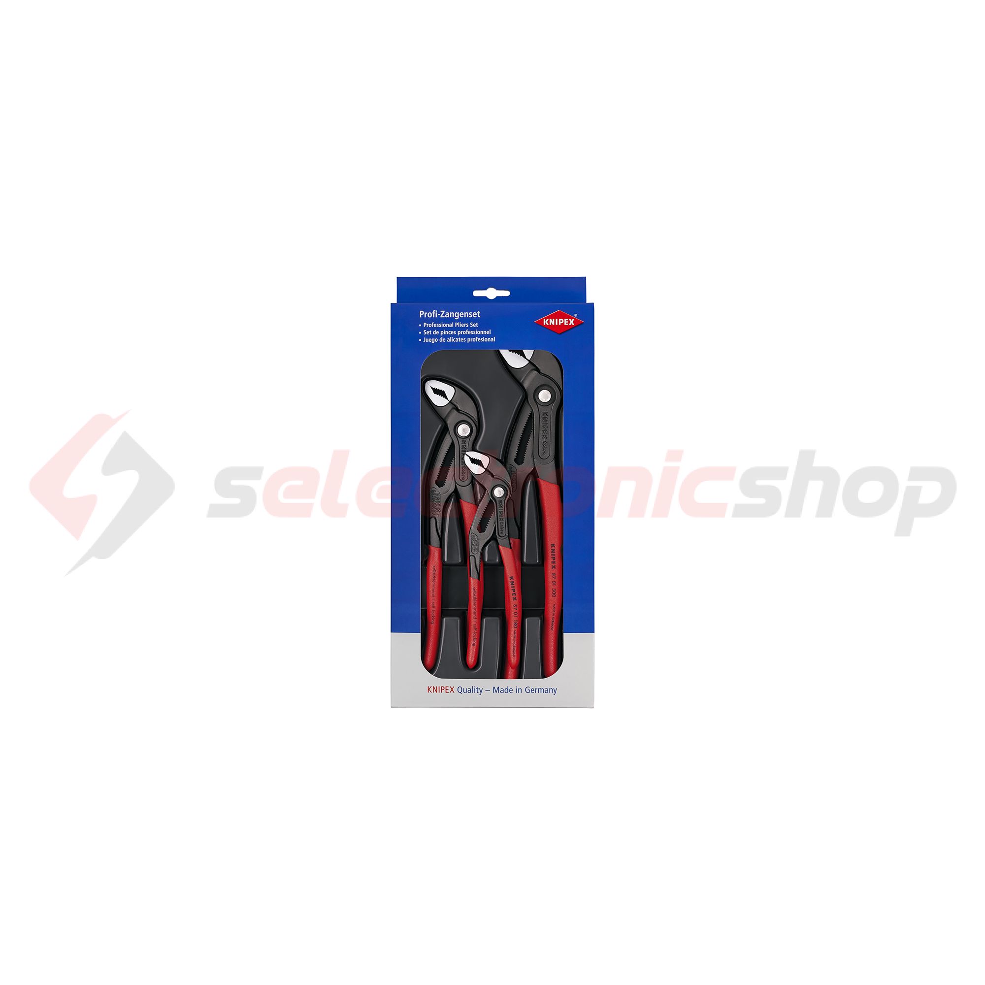 Vízpumpafogó készlet 61HRC max.d70mm/cső 60mm/kulcsnyílás piros 3-darabos Cobra Hightech KNIPEX - 002009V02