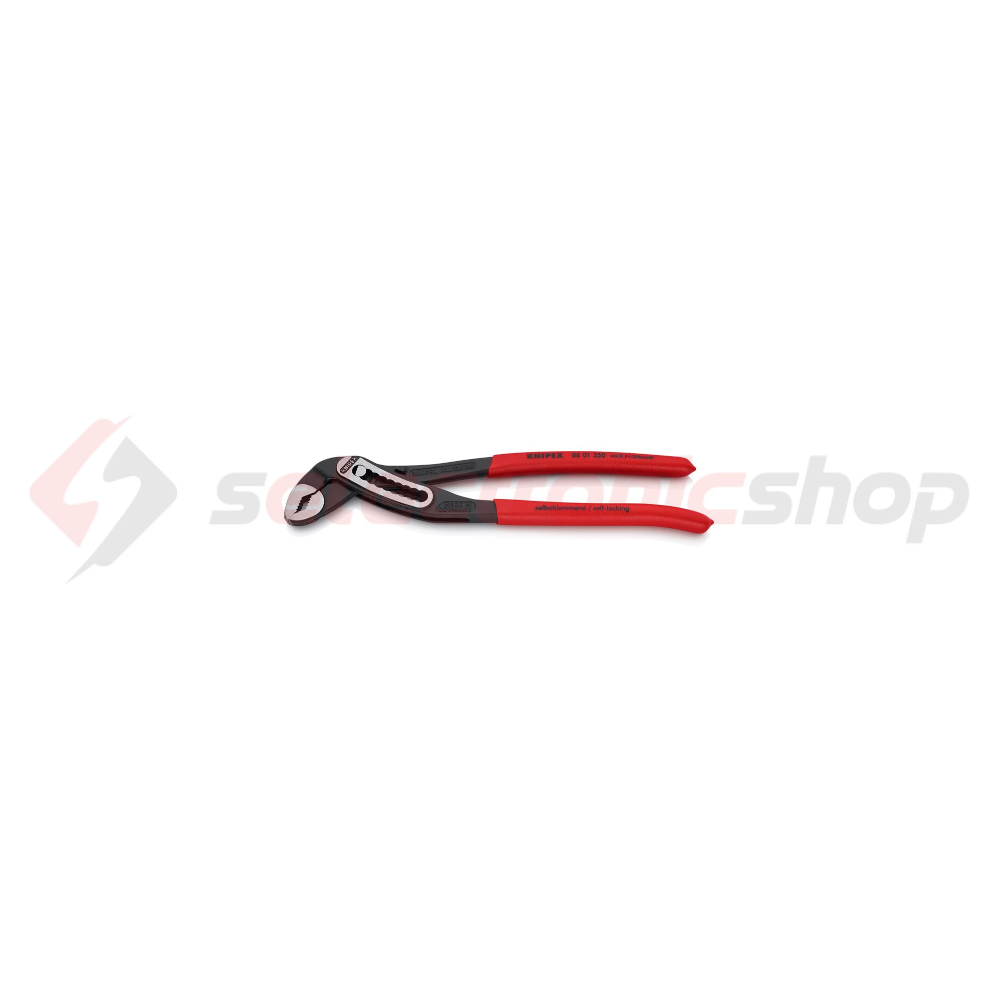 Vízszivattyú fogó önszorító 61HRC 46mm kulcsnyílás piros 50mm-max. átfogás 250mm Alligator KNIPEX - 8801250