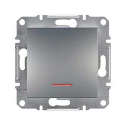 Asfora 101 1P kapcsoló +jelzőfény betét közp. fedéllel nemesacél süllyesztett csavaros Schneider - EPH1400362