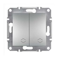 Asfora 106+6 kettős váltókapcsoló betét közp. fedéllel alumínium süllyesztett rugós Schneider - EPH0600161