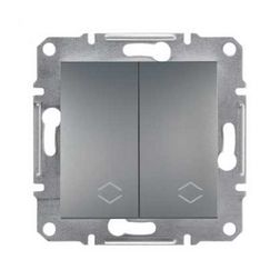 Asfora 106+6 kettős váltókapcsoló betét közp. fedéllel nemesacél süllyesztett rugós Schneider - EPH0600162