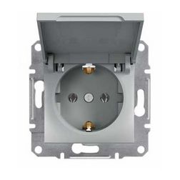 Asfora 162 dugalj földelt csapófedéllel alumínium IP20 süllyesztett Schneider - EPH3100161