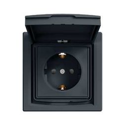 Asfora 162 dugalj földelt csapófedéllel gyerekzárral antracit IP44 süllyesztett Schneider - EPH3100371