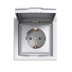 Asfora 162 dugalj földelt csapófedéllel gyerekzárral fehér IP44 süllyesztett Schneider - EPH3100321