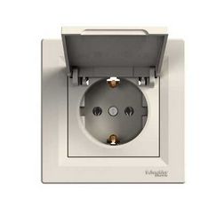 Asfora 162 dugalj földelt csapófedéllel krém IP20 süllyesztett Schneider - EPH3100123