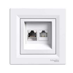 Asfora adatcsatlakozó betét teljes fedéllel UTP RJ45 8(8) Cat5E + RJ12 műanyag fehér Schneider - EPH4900121