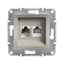 Asfora adatcsatlakozó dugalj UTP RJ45 8(8) Cat5E + RJ12 Cat5e süllyesztett bronz Schneider - EPH4900169