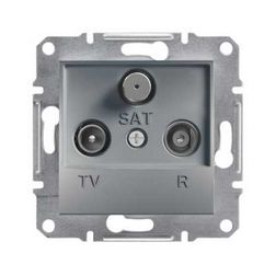 Asfora antenna aljzat TV-R-SAT süllyesztett komplett acél 2-kimenet átmenő 4dB/860MHz Schneider - EPH3500262