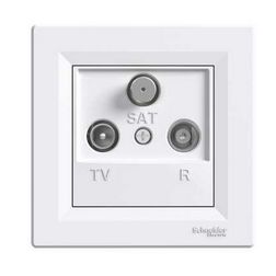 Asfora antenna aljzat TV-R-SAT süllyesztett komplett fehér 3-kimenet végzáró Schneider - EPH3500121