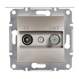 Asfora antenna aljzat TV-SAT süllyesztett komplett bronz 2-kimenet végzáró 1dB/860MHz Schneider - EPH3400169