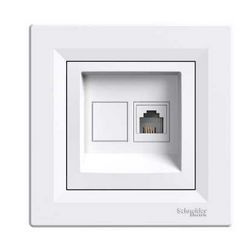 Asfora telefon csatlakozó betét teljes fedéllel RJ11 műanyag fehér címketartó nélkül Schneider - EPH4100121