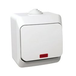 CedarPlus 106 váltókapcsoló +jelzőfény betét komplett házban fehér falonkívüli IP44 Schneider - WDE000561