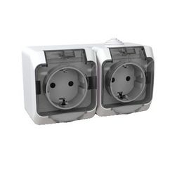 CedarPlus 162/2 dugalj gyerekzárral fehér IP44 falonkívüli Schneider - WDE000526