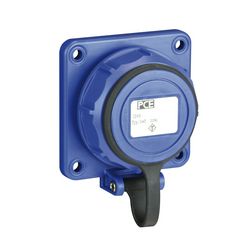 Dugalj beépíthető 2P+E +csapófedél 16A 3P 250V műanyag 75x75mm kék egyenes csavaros Nautilus PCE - 20351-8b