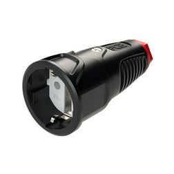Dugalj lengő 2P+E piros gyűrűvel 16A 230V egyenes fekete gumi csavaros IP20 Taurus2 PCE - 2510-sr