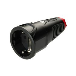 Dugalj lengő 2P+E piros gyűrűvel 16A 230V egyenes fekete gumi csavaros IP20 Taurus2 PCE - 2520-sr