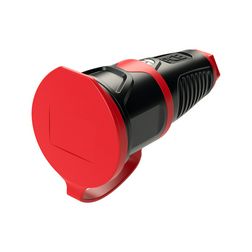 Dugalj lengő 2P+E piros gyűrűvel fedeles 16A 230V egyenes fekete gumi csavaros IP54 Taurus2 PCE - 2511-sr