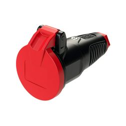 Dugalj lengő 2P+E piros gyűrűvel fedeles 16A 230V egyenes fekete gumi csavaros IP54 Taurus2 PCE - 2512-sr