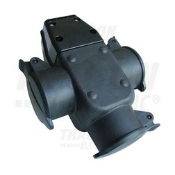 Dugalj lengő 2P+F 3-as +csapófedél 16A 16V egyenes fekete gumi csavaros IP44 TRACON - TICS-A4