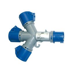 Dugaszoló elosztóadapter 16A/230V 3x16A3P230V műanyag hordozható IP44 szürke PCE - 9432000