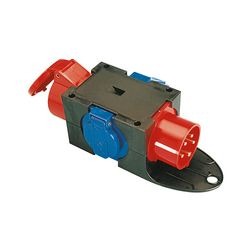 Dugaszoló elosztóadapter 16A/400V 1x16A5P400V 2x16A2P+E/230V műanyag hordozható IP44 PCE - 9430402