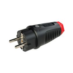 Dugvilla 2P+E piros gyűrűvel földelt 16A egyenes 250V fekete gumi csavaros IP54 Taurus2 PCE - 0512-sr
