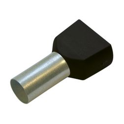 Érvéghüvely szigetelt iker 2x 1.5mm2 8mm fekete Haupa - 270788