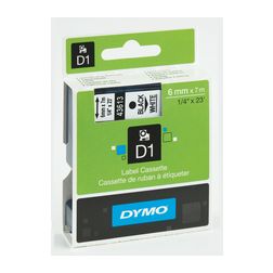 Feliratozó szalag poliészter fehér/ fekete-betű 6mm x 7m  UV-álló D1 43613 DYMO - S0720780