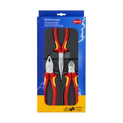 Fogó készlet kombinált oldalcsípő csőrös 1000V piros-sárga 3-darabos KNIPEX - 002012