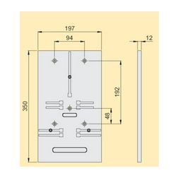 Fogyasztásmérő alátéttábla 3fázisú mérőhöz 63A 350mmx 197mmx szürke TL 3F Z.U.P. Emiter - 9172035