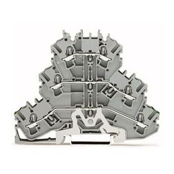 Földelő/átmenő sorkapocs 3-szintes 0,75-2,5mm2 TS35 szürke/zöld/sárga EX e rugószorításos WAGO - 2002-3227