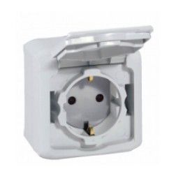 Forix 162 dugalj földelt komplett házban gyerekzárral szürke IP44 falonkívüli csavaros LEGRAND - 782393