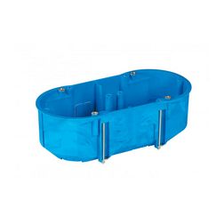 Gipszkarton szerelvénydoboz 2-es ovális 68mm 140mm x 65mm-átmérő kék műanyag P2x60D SIMET - 32092203