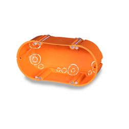 Gipszkarton szerelvénydoboz 2-es ovális 73mmx 143mmx 65mm-átmérő narancs műanyag E118 F-TRONIC - 7350041