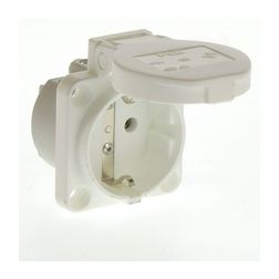 Háztartási dugalj beépíthető 2P+E +csapófedél 16A 3P 250V műanyag 50x50mm fehér S-Nova PCE - 105-0w